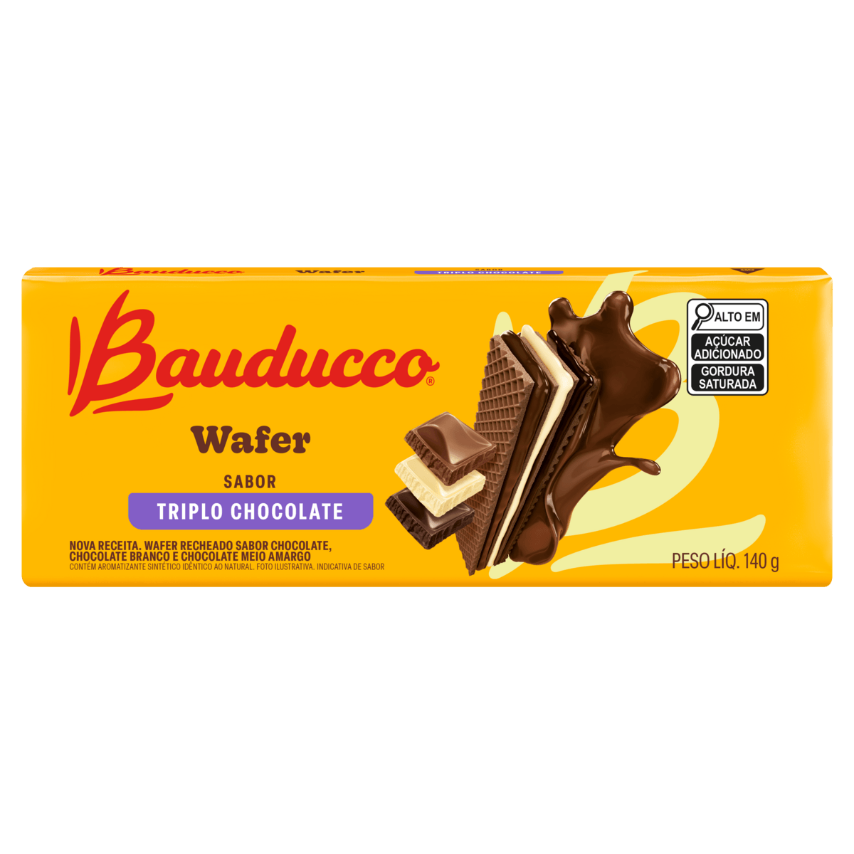 Biscoito Bauducco Wafer 140g Tiplo Chocolate